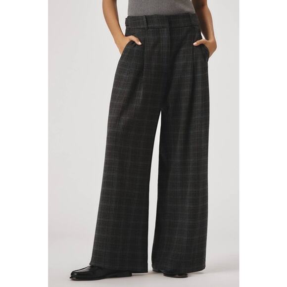 Maeve NWT Printed Wide-Leg Trousers Grey with Light Blue Size Medium Adjustable - Picture 1 of 14